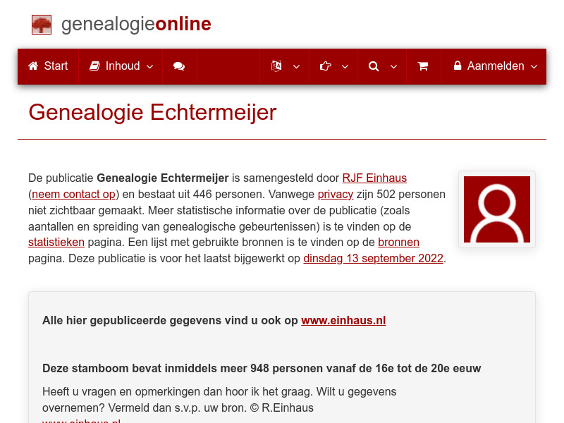 Screenshot van website