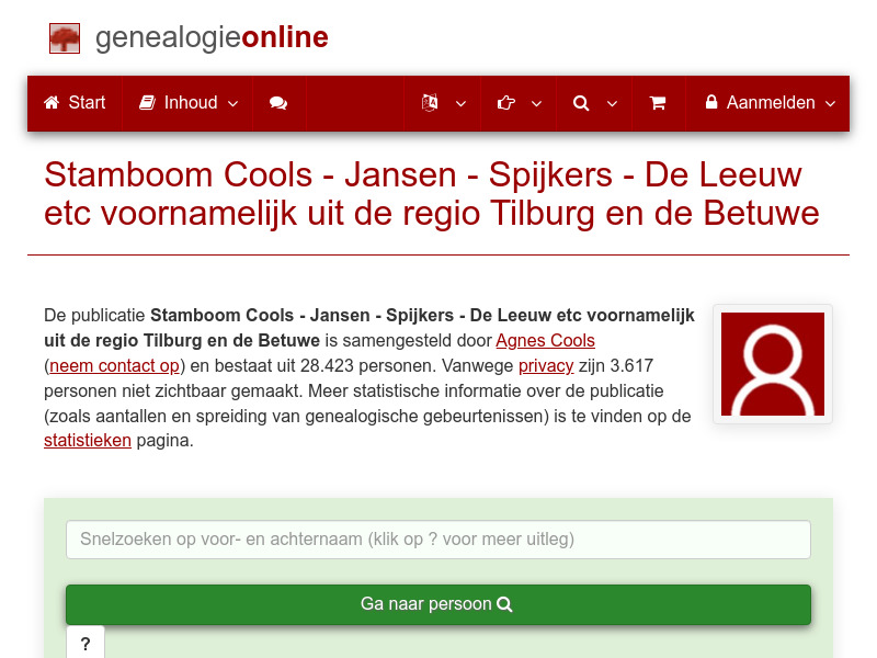Screenshot van website