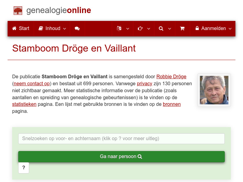 Screenshot van website