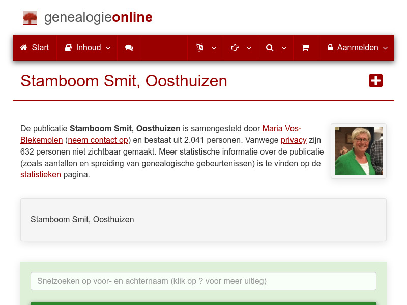 Screenshot van website