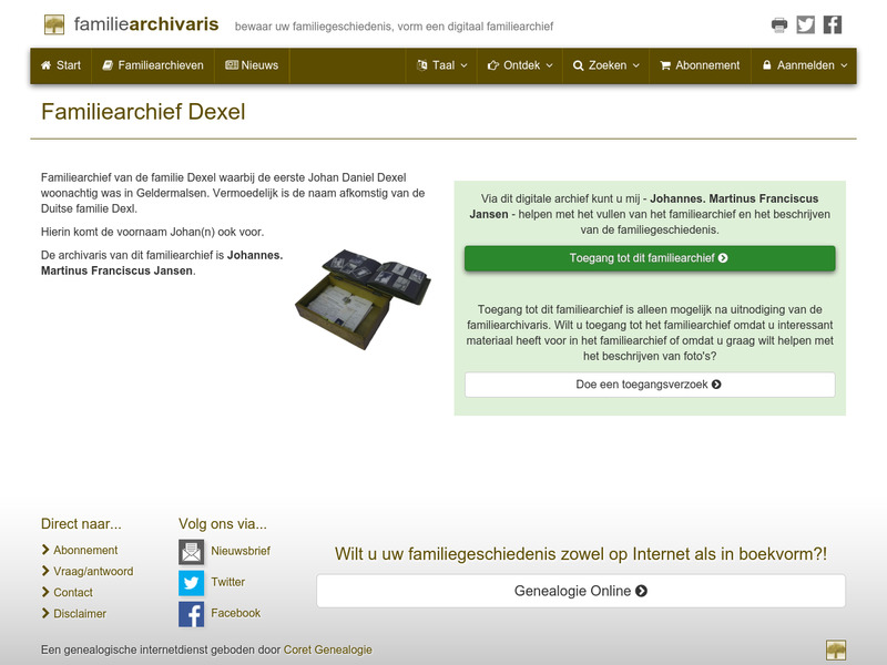 Screenshot van website