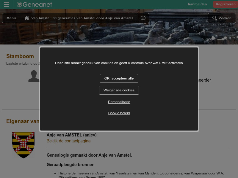 Screenshot van website
