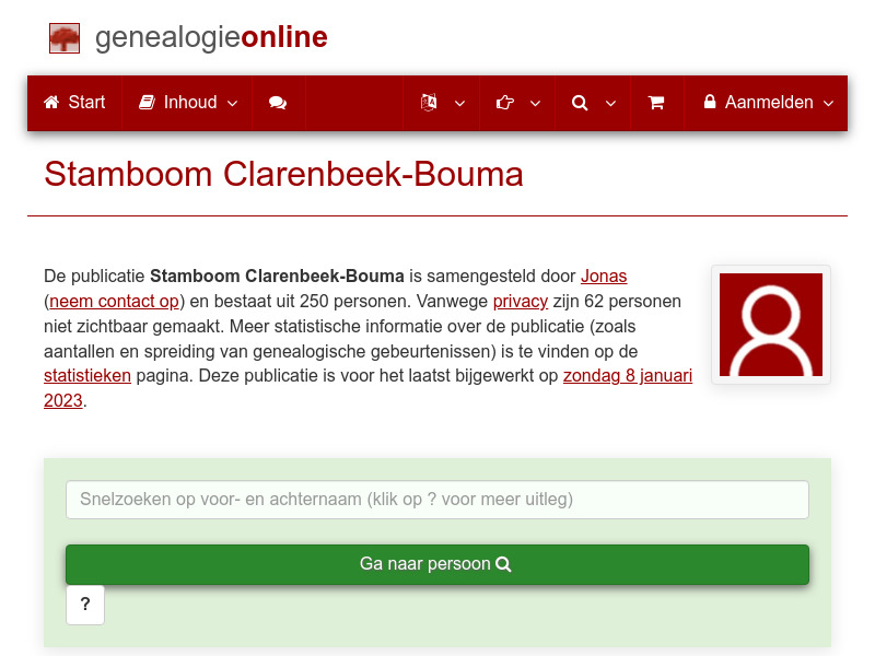 Screenshot van website