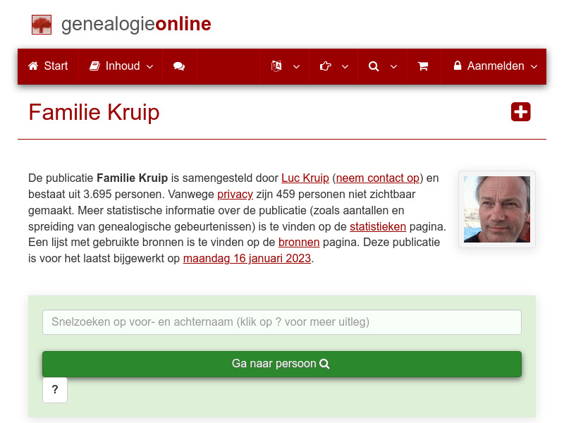 Screenshot van website