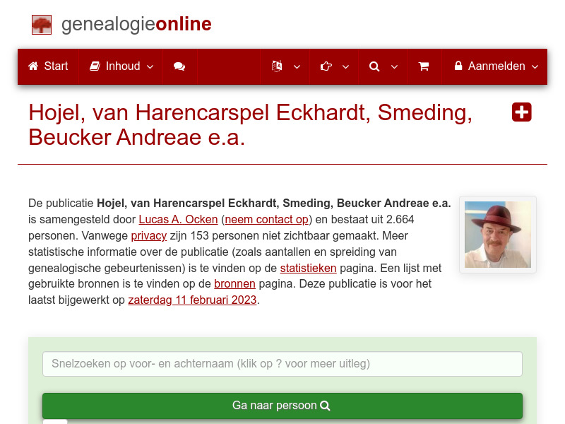 Screenshot van website