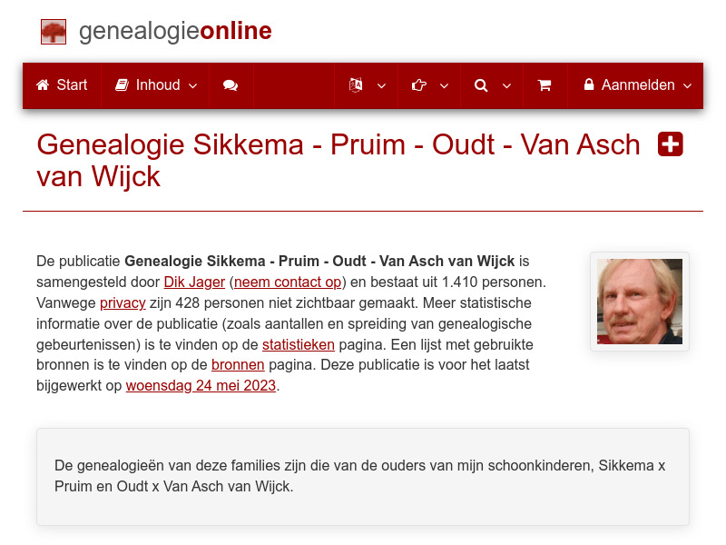 Screenshot van website