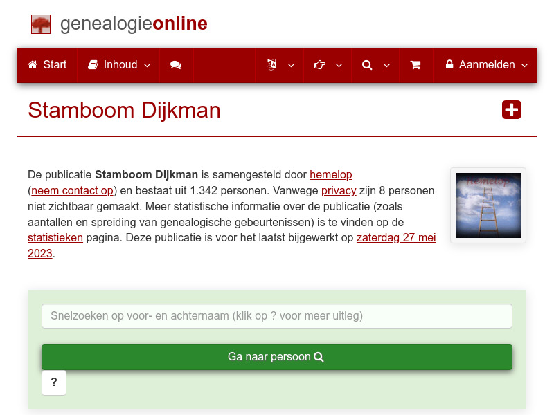 Screenshot van website