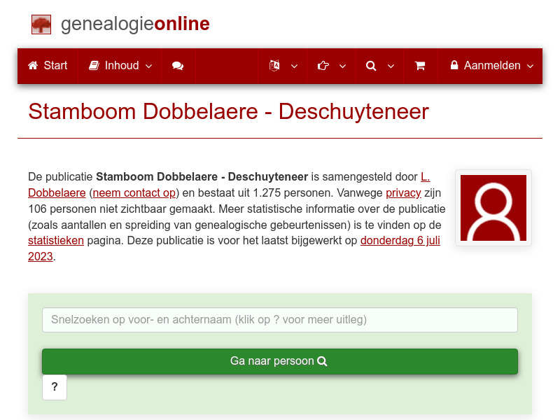 Screenshot van website