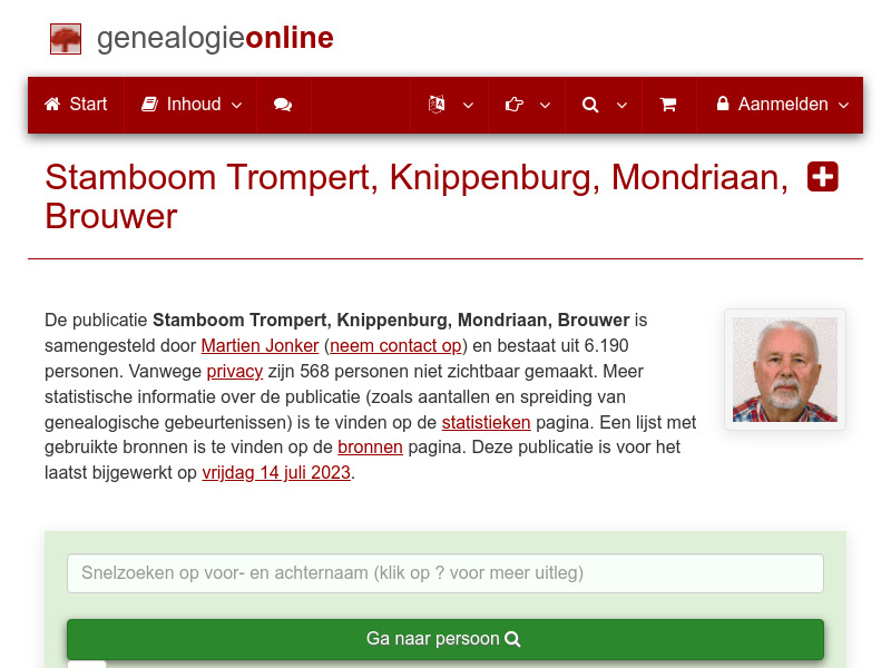Screenshot van website