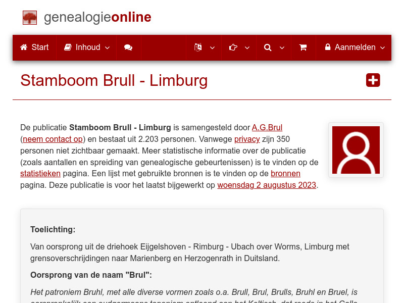 Screenshot van website