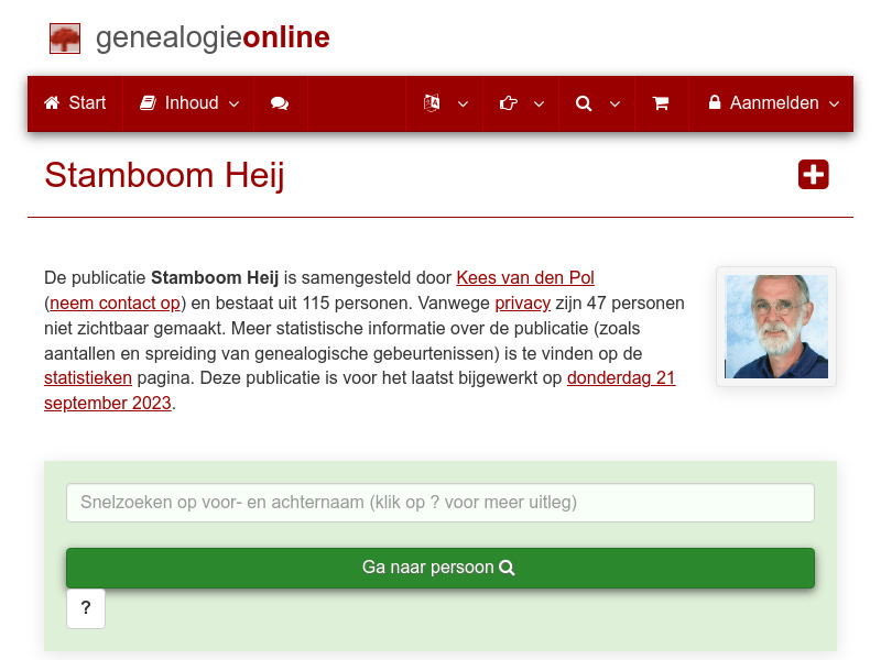 Screenshot van website
