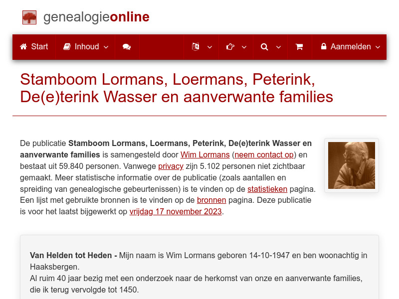 Screenshot van website