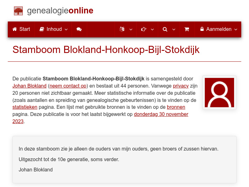 Screenshot van website