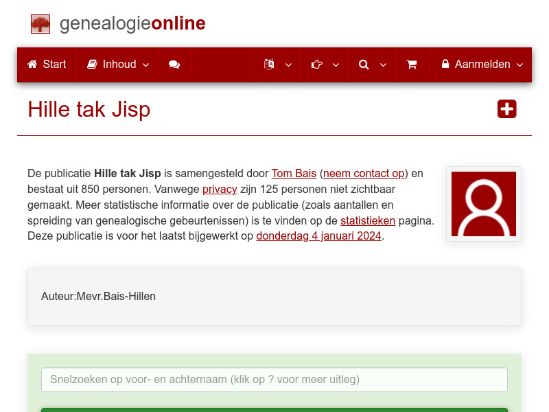 Screenshot van website