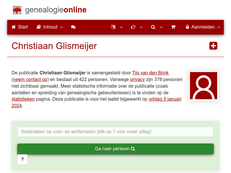 Screenshot van website