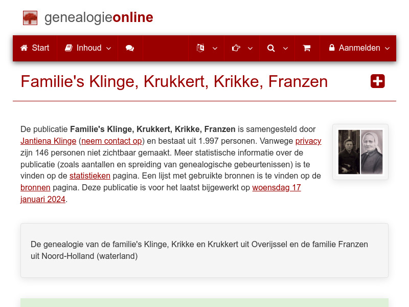 Screenshot van website