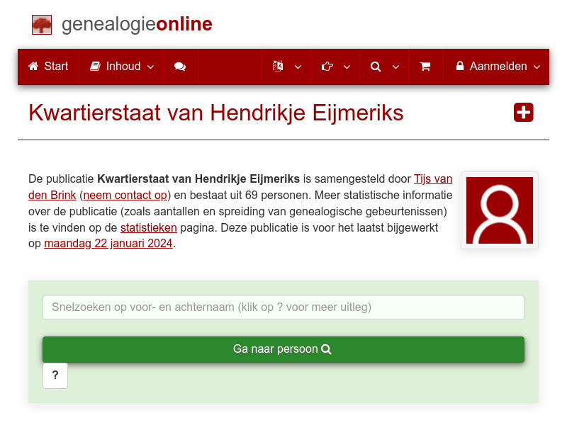 Screenshot van website