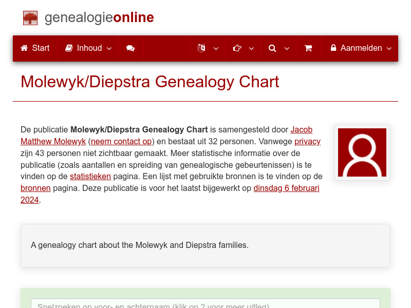 Screenshot van website