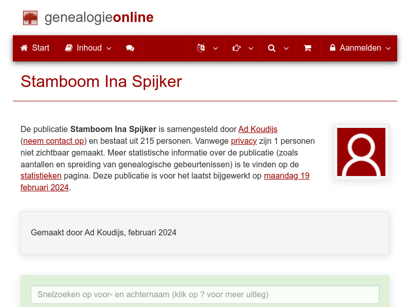 Screenshot van website