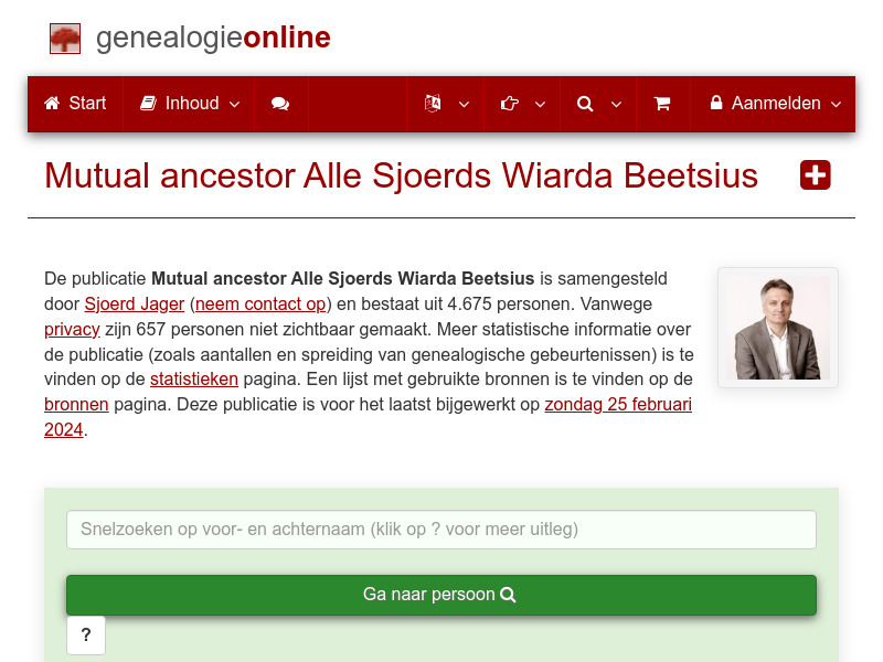 Screenshot van website