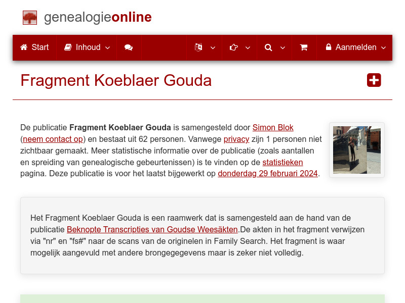 Screenshot van website