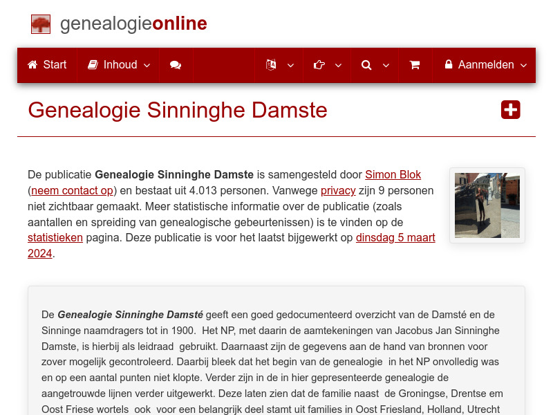 Screenshot van website