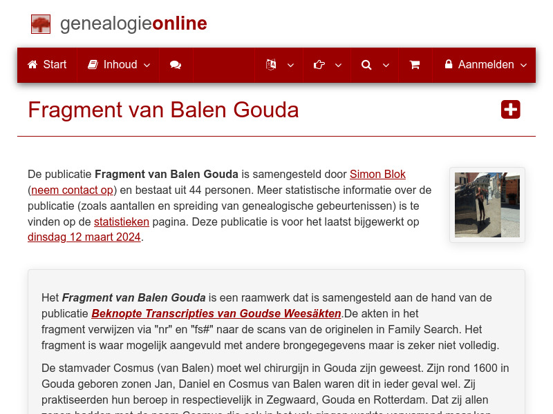 Screenshot van website