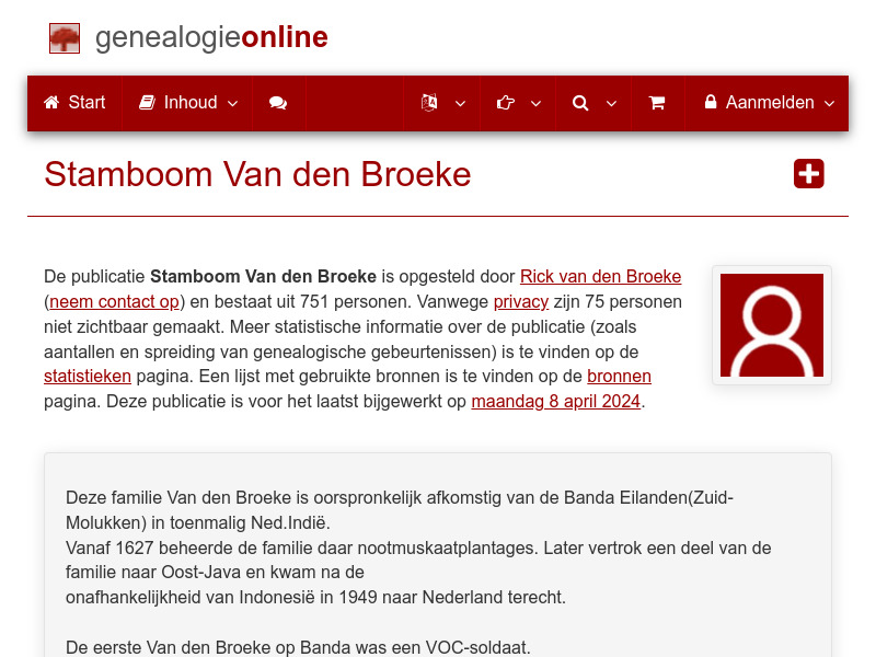 Screenshot van website