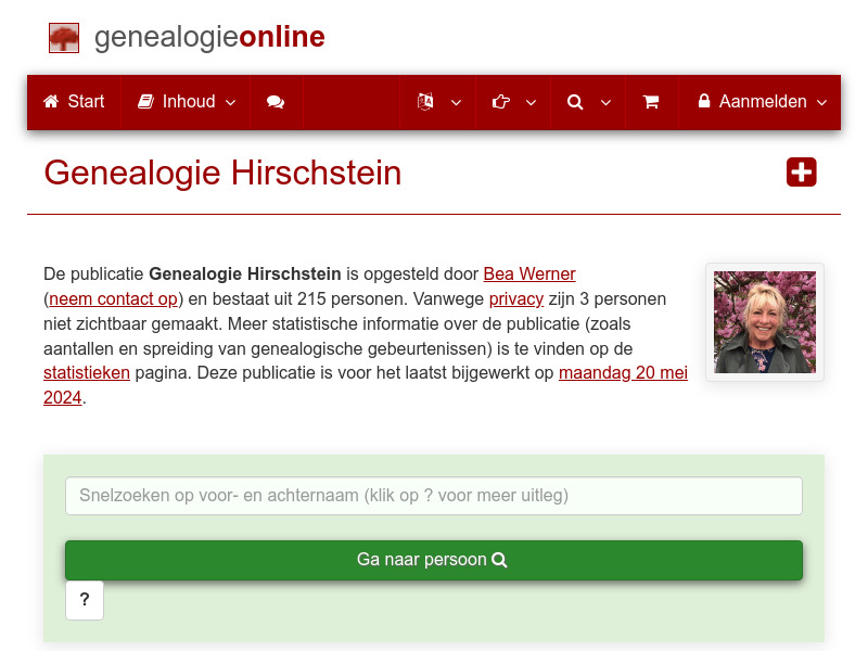 Screenshot van website