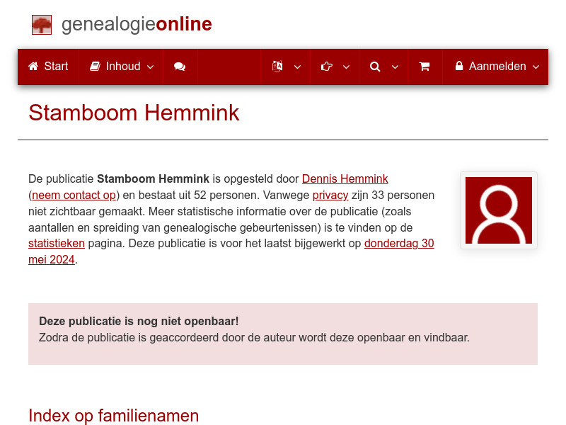 Screenshot van website
