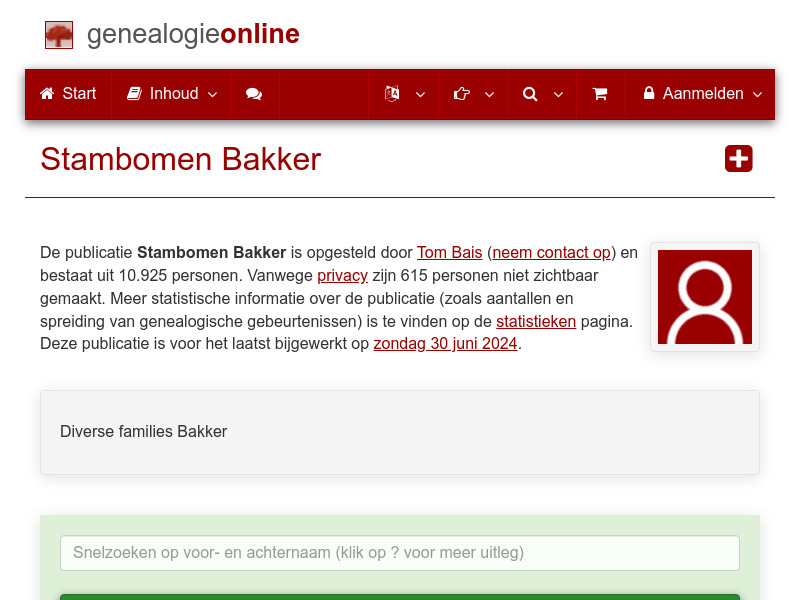 Screenshot van website