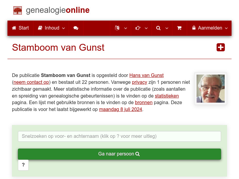Screenshot van website