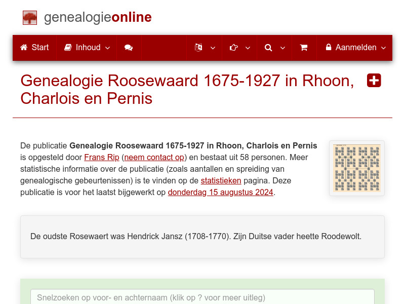 Screenshot van website