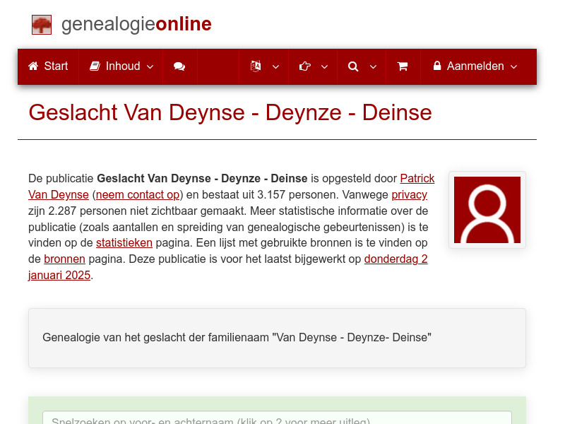 Screenshot van website