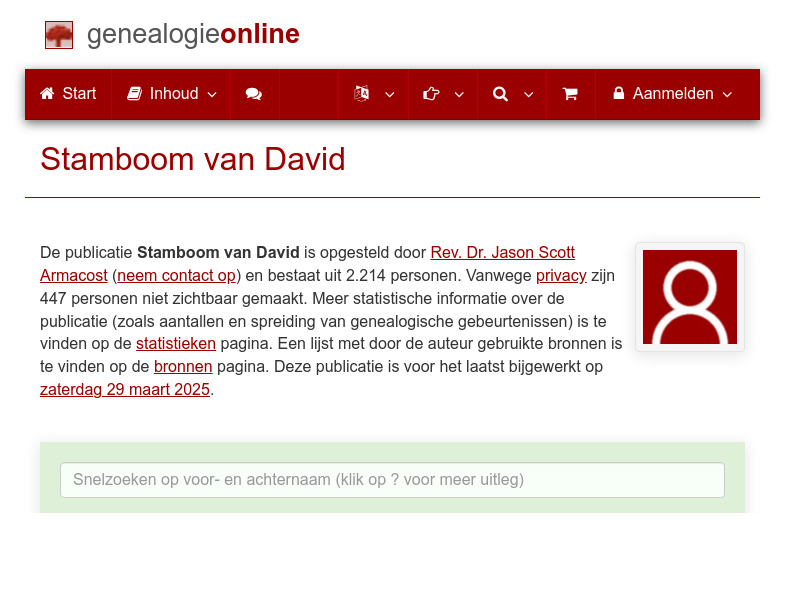 Screenshot van website