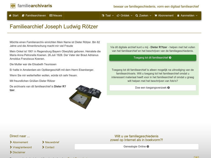 Screenshot van website