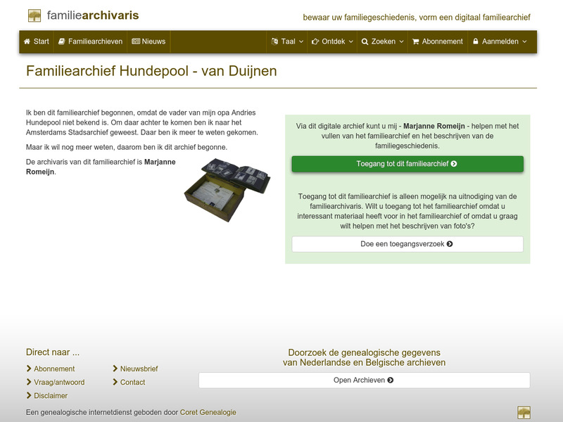 Screenshot van website