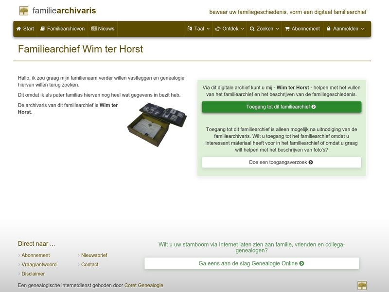 Screenshot van website