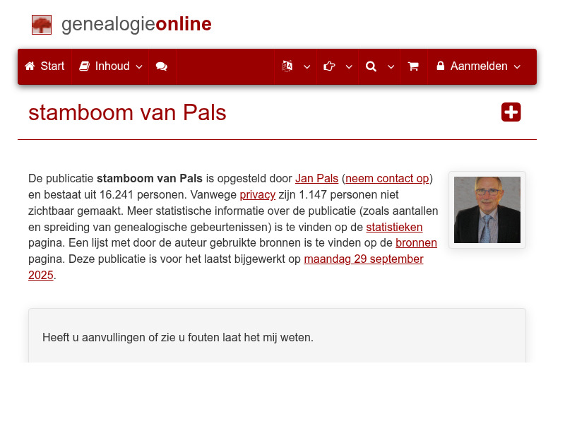 Screenshot van website