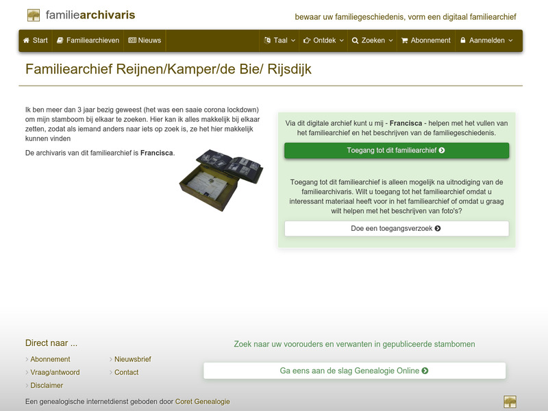 Screenshot van website