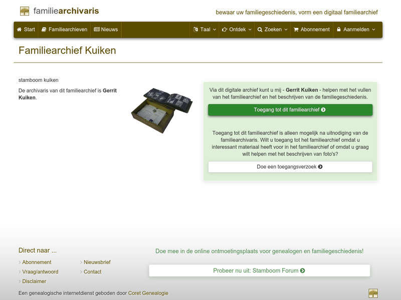Screenshot van website