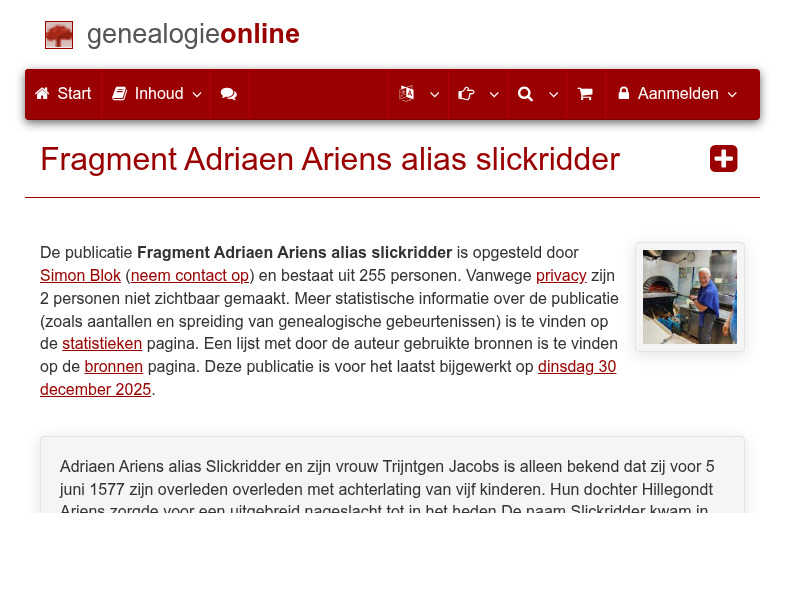 Screenshot van website