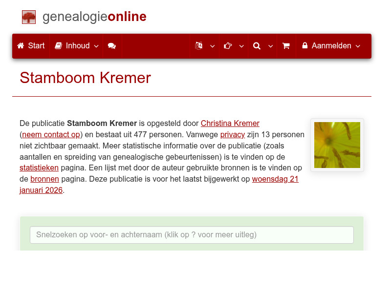 Screenshot van website