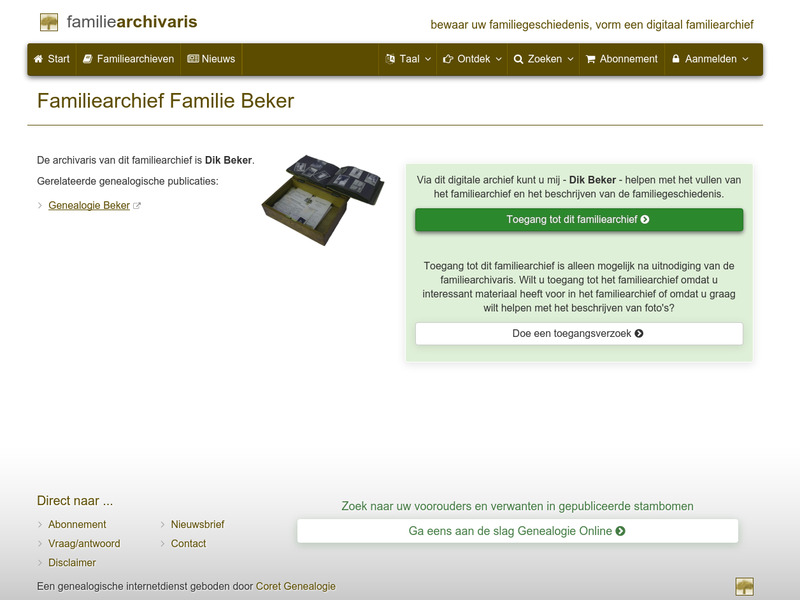 Screenshot van website