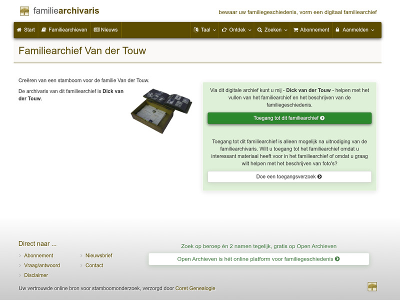 Screenshot van website