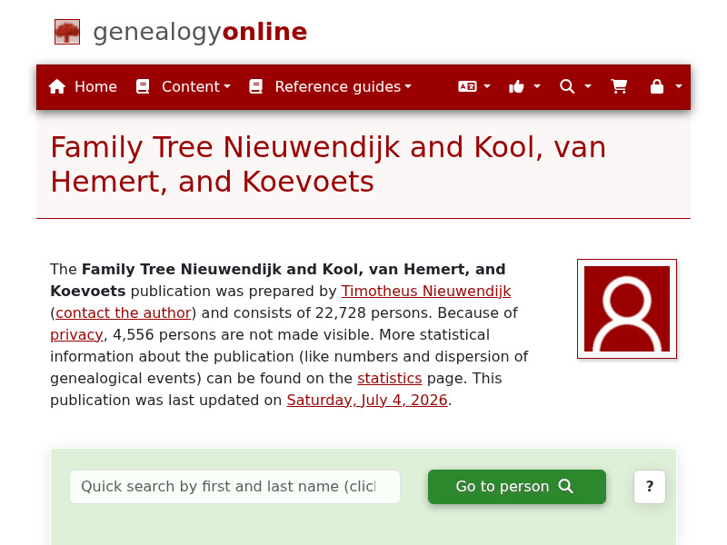 Screenshot van website