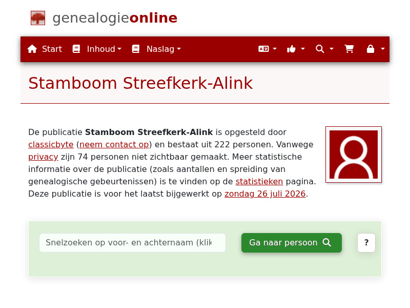 Screenshot van website