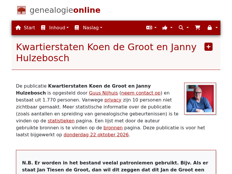 Screenshot van website