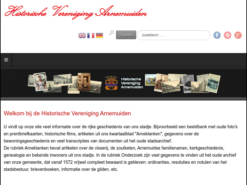 Screenshot van website