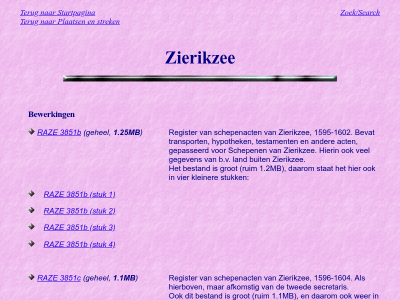Screenshot van website